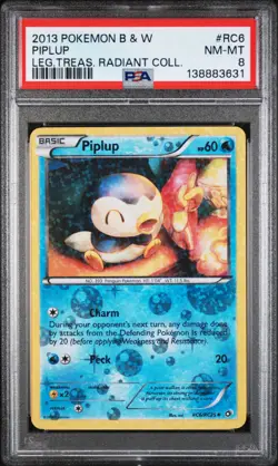 2013 POKEMON B&W LEGEND TREASURES RADIANT COLL #RC6 PIPLUP PSA 8 - Image 1