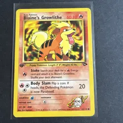 1st Edition Blaine's Growlithe 62/132 Gym Challenge Pokemon Card - Image 1