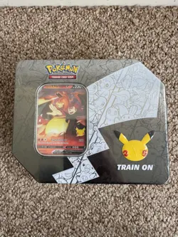 POKEMON Celebrations 25th Anniversary - Lance's Charizard V Large Tin NEW SEALED - Image 1