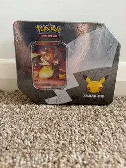 POKEMON Celebrations 25th Anniversary - Lance's Charizard V Large Tin NEW SEALED - Image 5