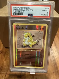 2016 POKEMON XY EVOLUTIONS #54 SANDSHREW-REVERSE FOIL PSA 8 - Image 1