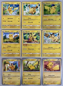 Pikachu Fans Pokemon Card Collection Set of 9 Pikachu English Cards NM - Image 1