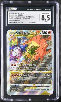 2022 Pokemon Charizard VSTAR Black Star Promos SWSH262 CGC8.5 Error Misalignment - Image 1