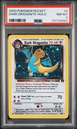 2000 POKEMON ROCKET #5 DARK DRAGONITE-HOLO PSA 8 - Image 1