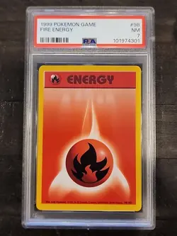 1999 POKEMON BASE SET UNLIMITED #98 FIRE ENERGY PSA 7 - Image 1