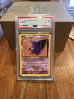 1999 Pokemon Gengar Fossil #20 PSA 8 NM-MT Non-Holo Vintage Perfect Center - Image 1