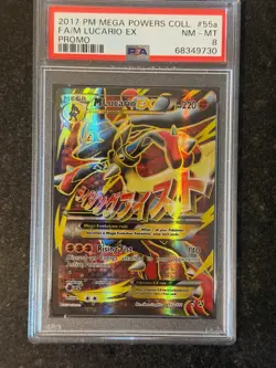 2017 Mega Powers Collection Full Art Mega M Lucario EX Promo #55a/111 PSA 8 Card - Image 1