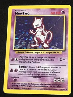 Mewtwo 10/102 Base Set HOLO Pokemon Card ⭐ WOTC 1999 Unlimited LP/NM - Image 1