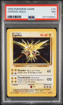 1999 POKEMON GAME #16 ZAPDOS-HOLO PSA 7 - Image 1