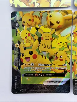 POKEMON! Pikachu V-Union SwSH Black Star Promo Set of 4 NM - Image 4