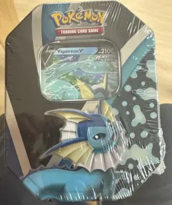 Pokemon TCG Eevee Evolutions Tin Vaporeon V 4 Booster Packs - Image 1