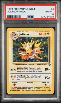 1999 POKEMON JUNGLE #4 JOLTEON-HOLO PSA 8 - Image 1