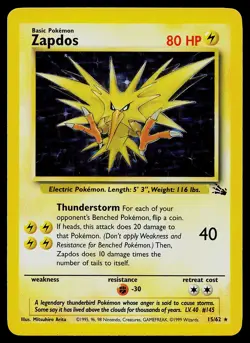 Pokemon Card - Zapdos Fossil 15/62 Holo Rare - Image 1
