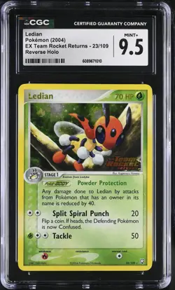 CGC 9.5 Ledian EX Team Rocket Returns 23/109 Reverse Holo Stamped Pokemon Card - Image 1