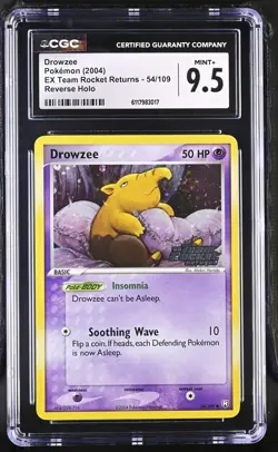 CGC 9.5 Drowzee EX Team Rocket Returns 54/109 Reverse Holo Stamped Pokemon Card - Image 1