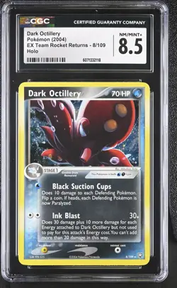 CGC 8.5 Dark Octillery 2004 EX Team Rocket Returns 8/109 Holo Pokemon Card - Image 1