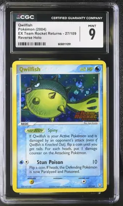CGC 9 Qwilfish EX Team Rocket Returns 27/109 Reverse Holo STAMPED Pokemon Card - Image 1