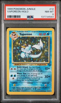 1999 POKEMON JUNGLE #12 VAPOREON-HOLO PSA 8 - Image 1
