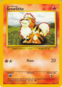 Growlithe #28 Base Set Pokemon TCG 1999 - Image 1
