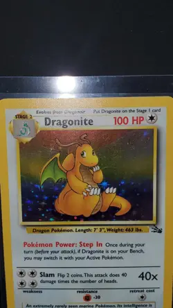 Pokemon DRAGONITE Holo Rare 4/62 Unlimited Fossil - Image 2