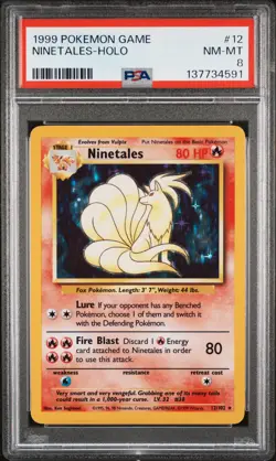 1999 POKEMON GAME #12 NINETALES-HOLO PSA 8 - Image 1