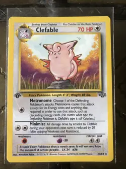 Clefable 17/64 1st Edition Jungle Pokemon Card 1999 LP/NM - Image 1