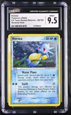CGC 9.5 Horsea EX Team Rocket Returns 58/109 Reverse Holo Stamped Pokemon Card - Image 1