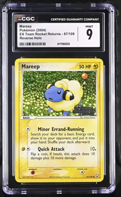 CGC 9 Mareep EX Team Rocket Returns 67/109 Reverse Holo Stamped Pokemon Card - Image 1
