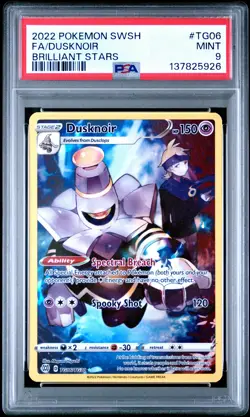 2022 POKEMON SWORD & SHIELD BRILLIANT STARS #TG06 FULL ART/DUSKNOIR PSA 9 - Image 1