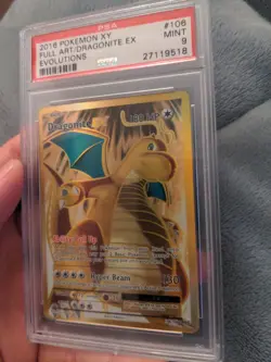 PSA 9 MINT 2016 Pokemon Evolutions Dragonite EX Full Art Holo Ultra Rare #106 - Image 1