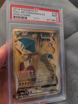 PSA 9 MINT 2016 Pokemon Evolutions Dragonite EX Full Art Holo Ultra Rare #106 - Image 2