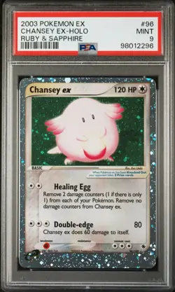 Pokemon Chansey EX Holo Card 96/109 Ruby & Sapphire 2003 PSA 9 Mint Super Clean - Image 1