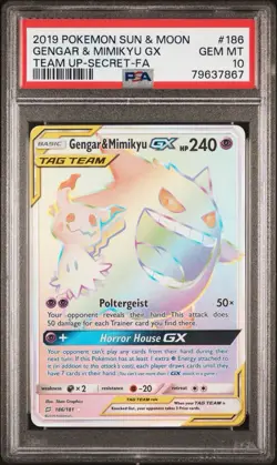 Pokemon Gengar & Mimikyu GX 186/181 PSa 10 Secret Rainbow Rare Card - Image 2