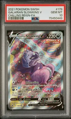 Pokemon Galarian Slowking V Full Art 179/198 Chilling Reign PSA 10 Holo - Image 1