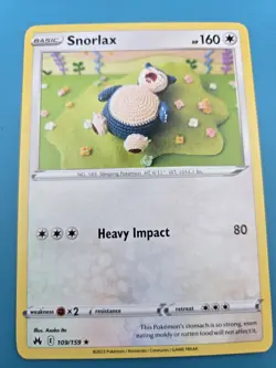2023 Pokemon Snorlax Rare 109/159 Crown Zenith Regular (Crochet Art Style) NM - Image 1