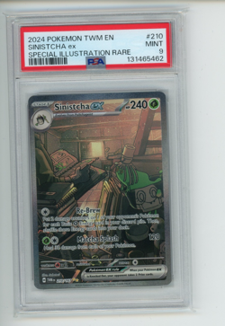 2024 Pokemon Twilight Masquerade Sinistcha EX 210/167 Illustration Rare PSA 9 - Image 1