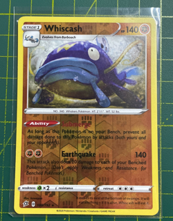 Pokemon TCG Whiscash Rebel Clash 100/192 Reverse Holo Rare Near Mint Condition - Image 1