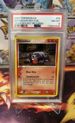 PSA 8 Houndour 2004 EX Team Rocket Returns 59/109 Reverse Holo Pokemon Stamped - Image 1