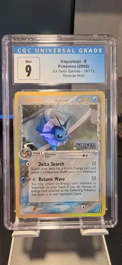 2005 POKEMON EX DELTA SPECIES #18 VAPOREON-REVERSE FOIL PSA 9 #18 - Image 1