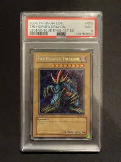 YU-GI-OH! yugioh Tri-Horned Dragon LOB-000 Secret Rare 1st Edition PSA9 - Image 1