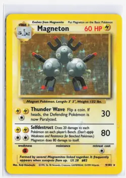 Pokemon Magneton 9/130 WOTC Base Set Holo Rare Card LP - Image 1