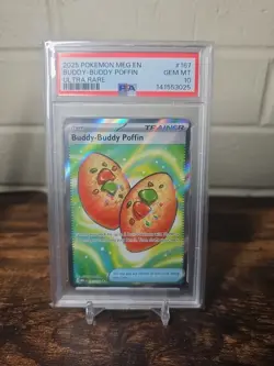 Pokemon TCG Buddy-Buddy Poffin 167/132 Trainer Mega Evolution Ultra Rare PSA 10 - Image 1