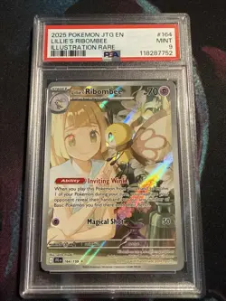 JTG Lillie's Ribombee 164/159 Pokemon Journey Together Illustration Rare PSA 9 - Image 1