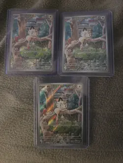 3 Pokemon Meowth 106/094 – Phantasmal Flames – English IR (Illustration Rare) NM - Image 1