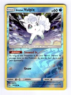 Alolan Vulpix SM - Cosmic Eclipse #39 (2019) Common Reverse Holo NM Pokemon - Image 1