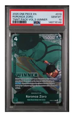 Roronoa Zoro Tournament Pack Winner Vol. 3 One Piece PSA 10 Gem Mint Pop 49 - Image 1