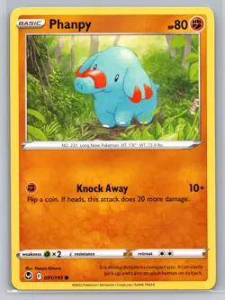 Phanpy 091/195 Silver Tempest Pokemon Card Fighting Type Basic Knock Away - Image 1