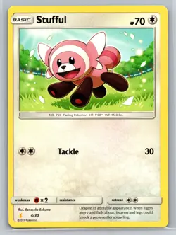 Stufful 4/30 SM Trainer Kit Pokemon TCG Colorless Basic Flailing Common Card - Image 1