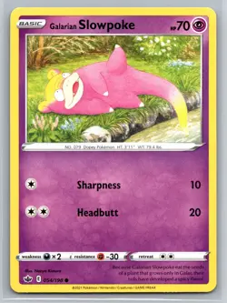 Pokemon Galarian Slowpoke 054/198 Chilling Reign Common Psychic TCG Card NM - Image 1