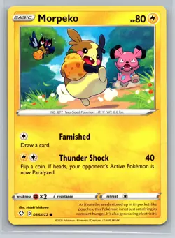 Morpeko 036/072 Shining Fates Electric-Type Basic Pokemon Card Regular - Image 1